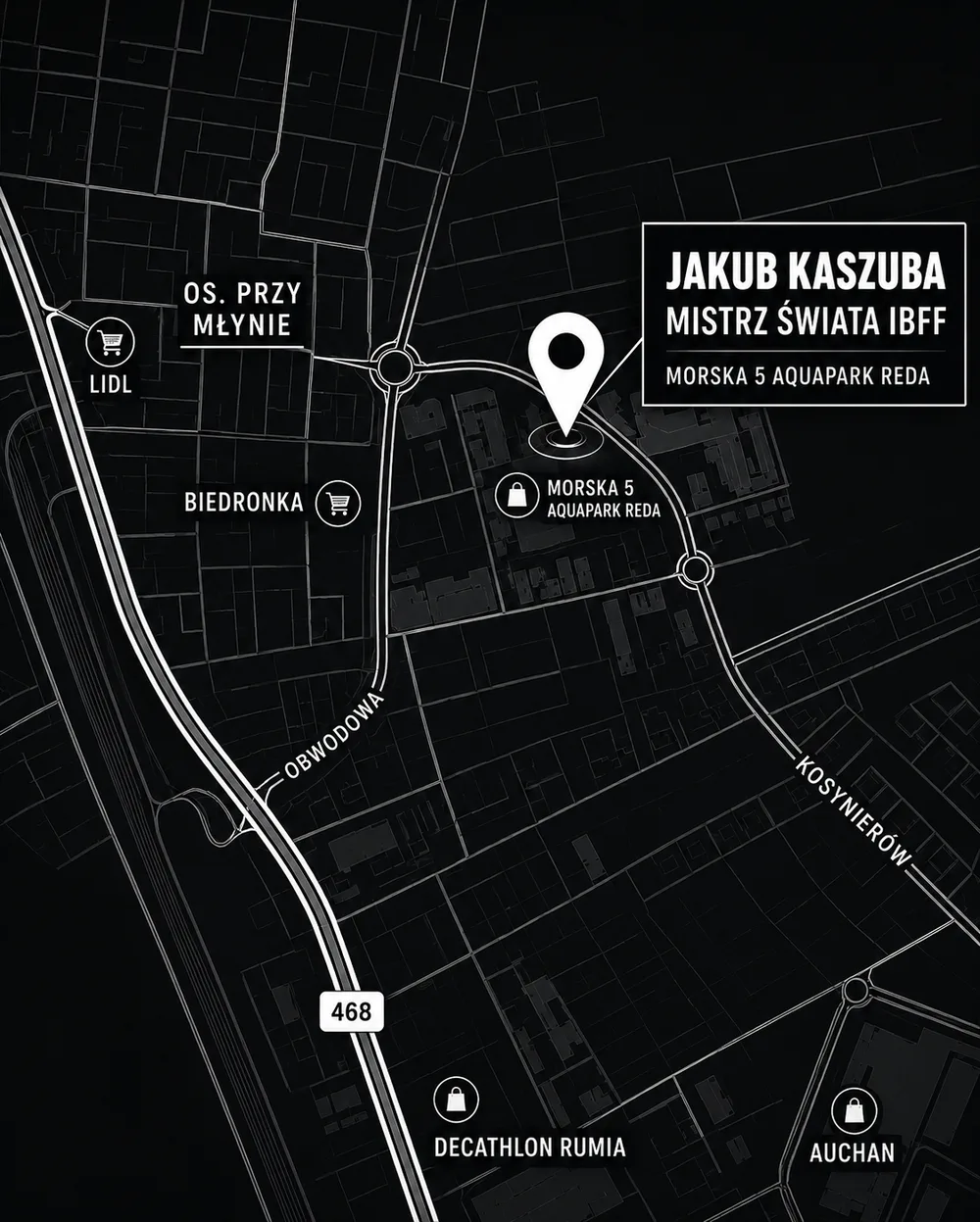 Mapa dojazdu — Aqua Fitness & Squash, ul. Morska 5, Reda